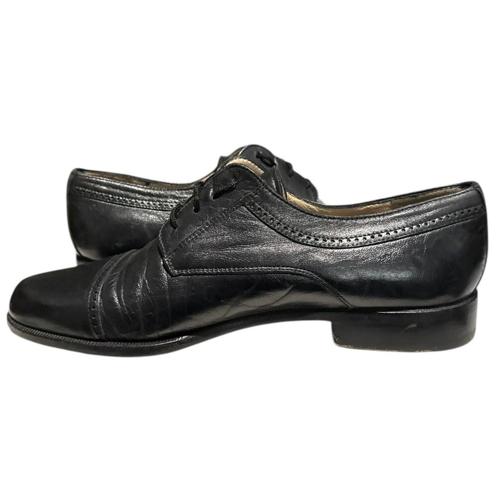 Bally Men’s Trino Black Leather Cap Toe Oxford Dress Shoe Italy Size 9 EEE - Picture 7 of 9